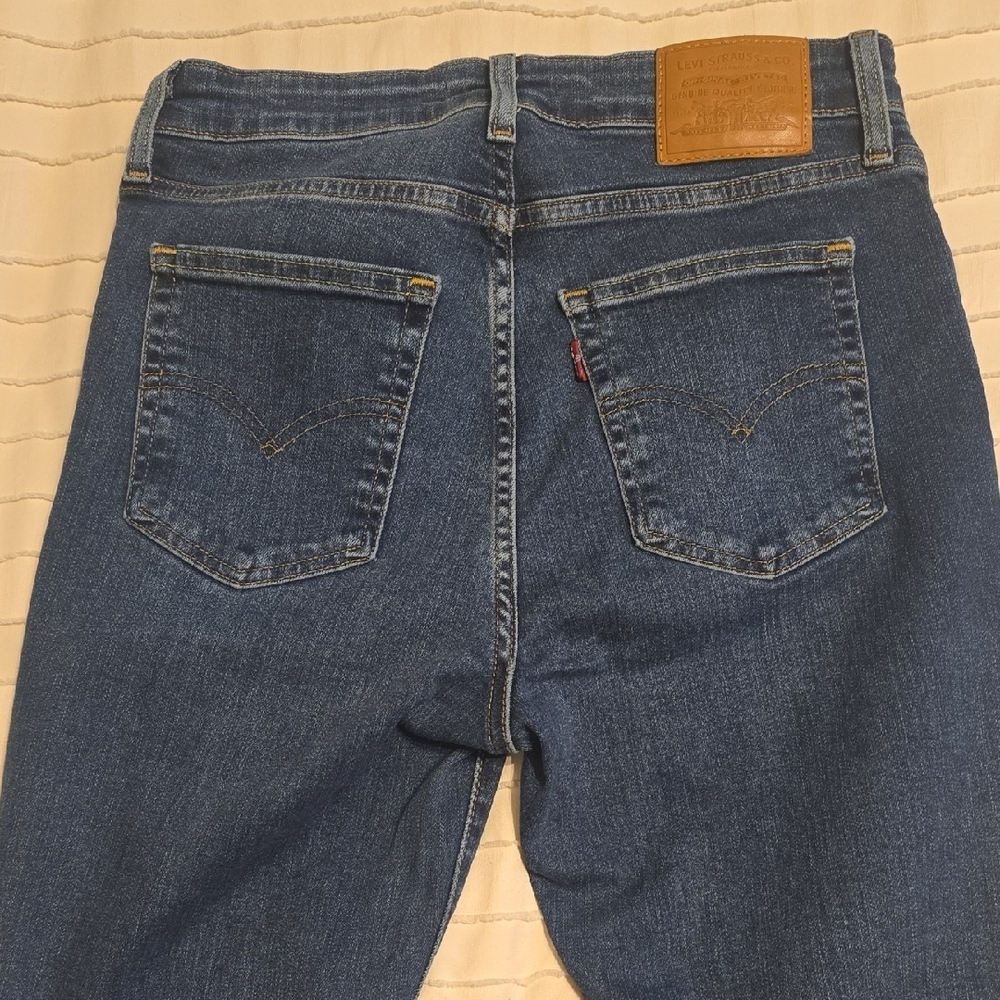 Levis 721 Womens High Rise Skinny Jeans Dark Wash Stretch Denim 28x31 - Picture 7 of 7